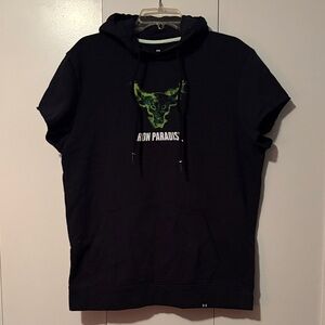 Under Armour Black Short Sleeve Hoodie with Green Graphic Iron Paradise Sz Med